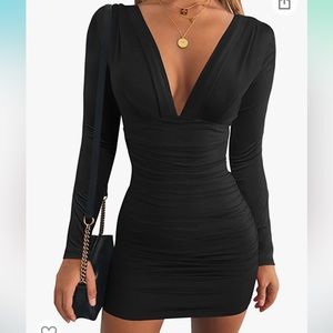 Black long sleeve cocktail dress